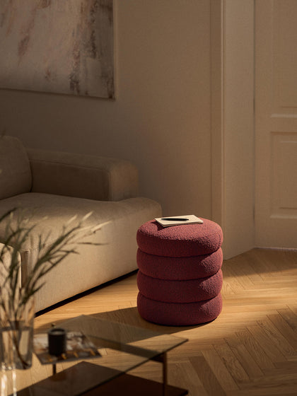 Westwing Puf Reposapiés En Tejido Bouclé Alto