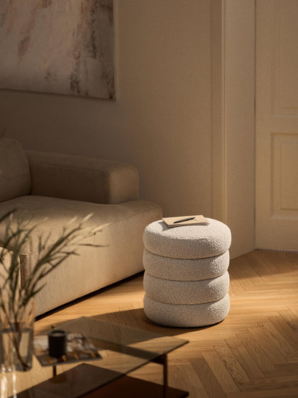 Westwing Puf Reposapiés En Tejido Bouclé Alto