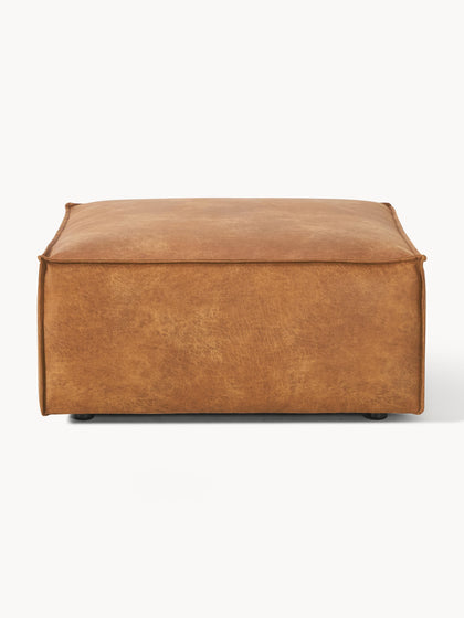 Westwing Reposapiés Puf De Cuero Reciclado Lennon