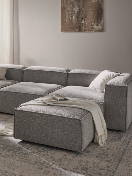 Westwing Reposapiés Puf En Tejido Bouclé Lennon