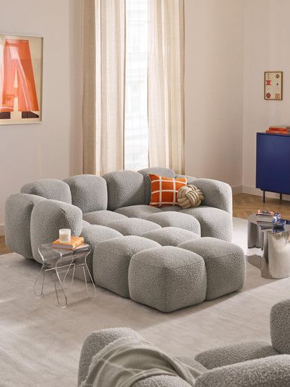 Westwing Reposapiés Puf En Tejido Bouclé Tayla