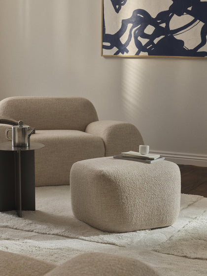 Westwing Reposapiés Puf En Tejido Bouclé Wolke