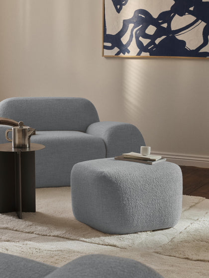 Westwing Reposapiés Puf En Tejido Bouclé Wolke