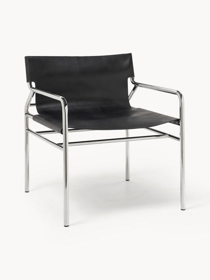 Westwing Silla con reposabrazos de cuero Dion