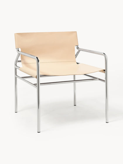 Westwing Silla con reposabrazos de cuero Dion