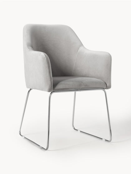 Westwing Silla con reposabrazos de terciopelo Isla