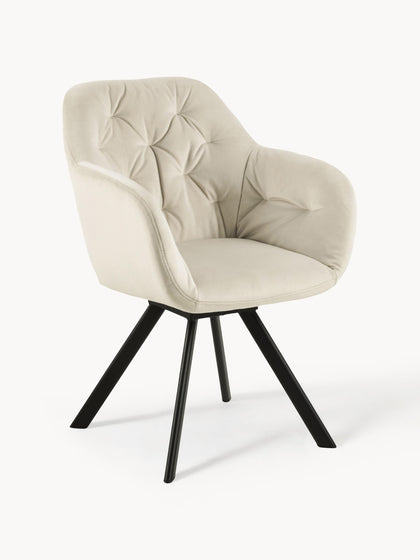 Westwing Silla con repozabrazos de terciopelo Lola