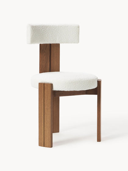 Westwing Silla de madera con tapizado bouclé Katya