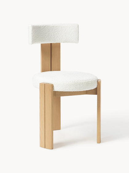Westwing Silla de madera con tapizado bouclé Katya