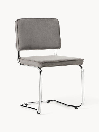 Westwing Sillas cantilever de pana Kink 2 uds