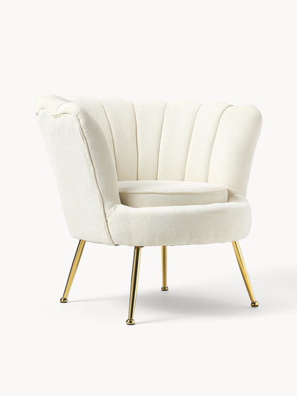 Westwing Sillón cóctel en tejido bouclé Oyster