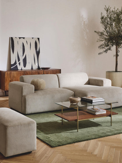 Westwing Sofá Rinconera De Pana Melva (3 plazas)