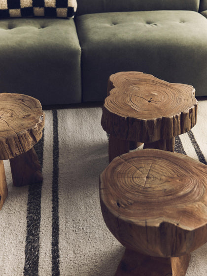 Westwing Taburete Artesanal De Madera De Teca Log