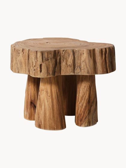 Westwing Taburete artesanal de madera de teca Log