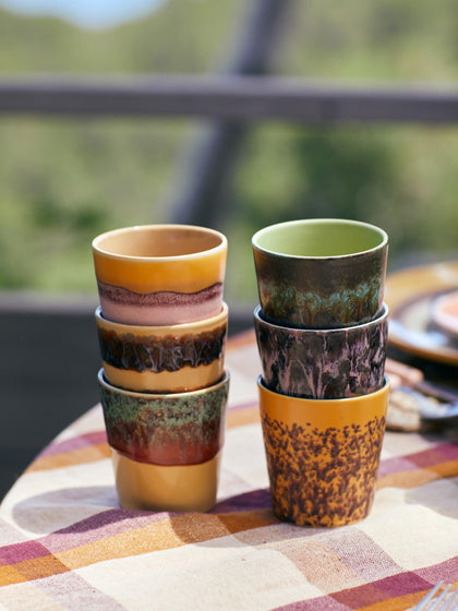 Westwing Tazas Artesanales De Gres 70's 6 Uds
