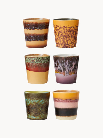 Westwing Tazas artesanales de gres 70's 6 uds