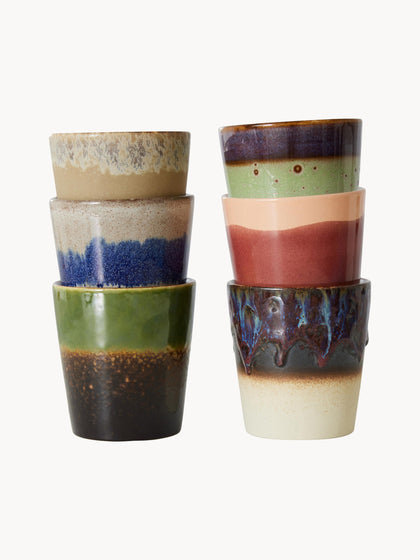 Westwing Tazas Artesanales Esmaltada 70s 6 Uds