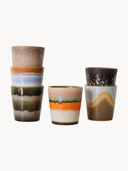 Westwing Tazas Artesanales Esmaltada 70s 6 Uds