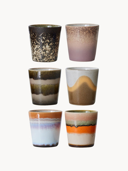 Westwing Tazas artesanales esmaltada 70s 6 uds