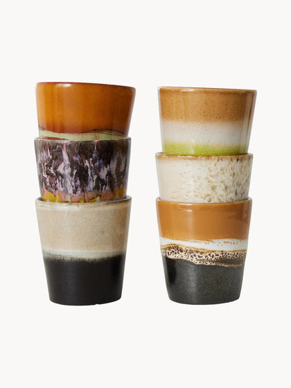 Westwing Tazas Artesanales Esmaltada 70s 6 Uds