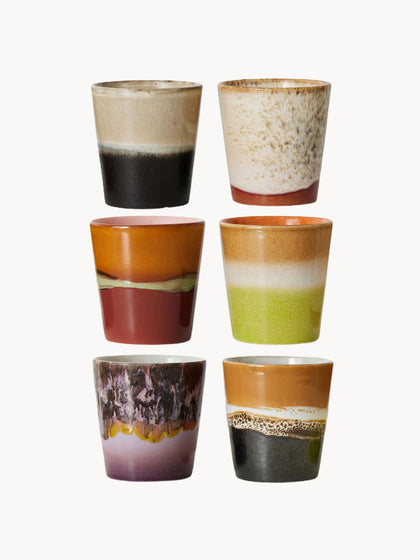 Westwing Tazas Artesanales Esmaltada 70s 6 Uds