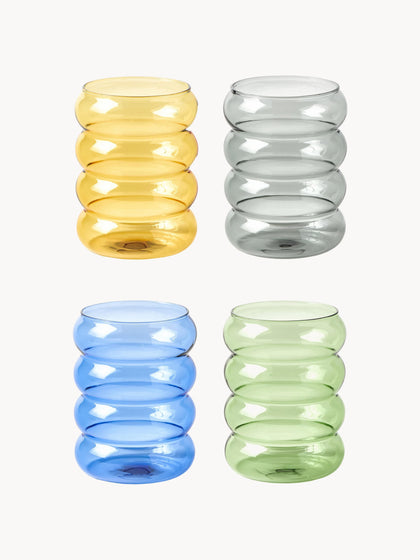 Westwing Vasos de agua soplados Bubbly 4 uds