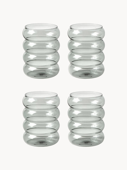 Westwing Vasos de agua soplados Bubbly 4 uds