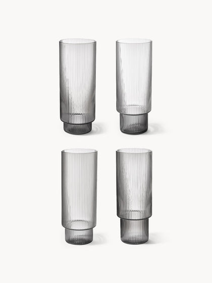 Westwing Vasos soplados con relieves Ripple 4 uds