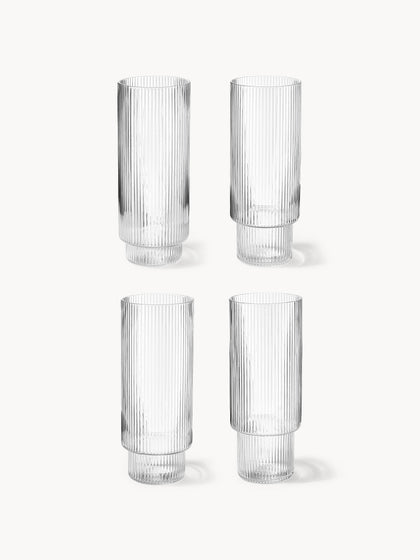 Westwing Vasos soplados con relieves Ripple 4 uds