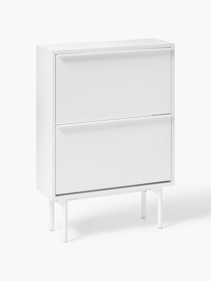 Westwing Zapatero de madera con compartimentos plegables Elona