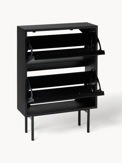 Westwing Zapatero De Madera Con Compartimentos Plegables Elona