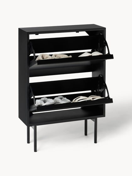 Westwing Zapatero De Madera Con Compartimentos Plegables Elona