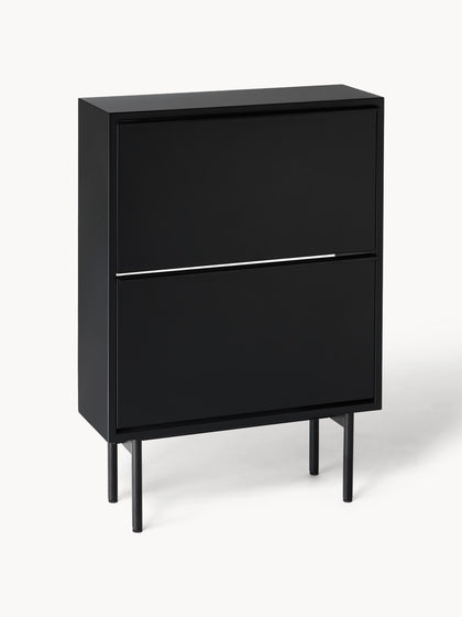 Westwing Zapatero de madera con compartimentos plegables Elona