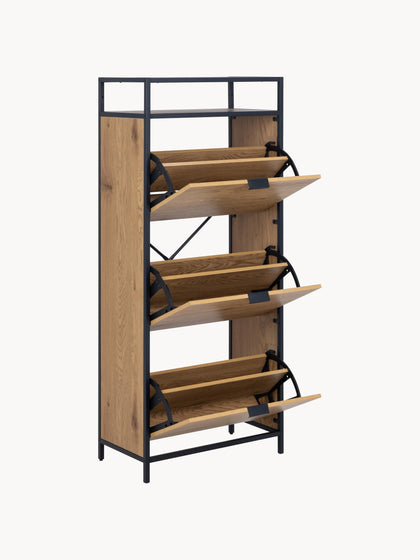 Westwing Zapatero De Madera Con Compartimentos Plegables Seaford