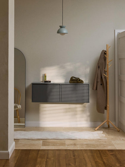 Westwing Zapatero De Pared Con Puertas Abatibles Y Frente Acanalado Shea