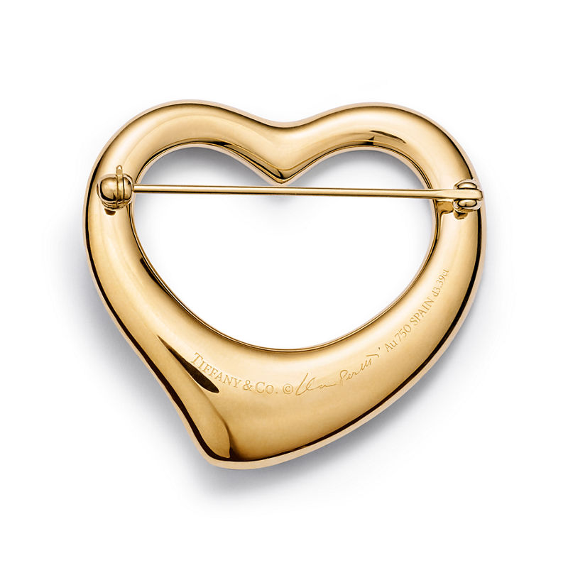 Tiffany & Co. Elsa Peretti® Broche Open Heart De Oro Amarillo Con Diamantes En Pavé