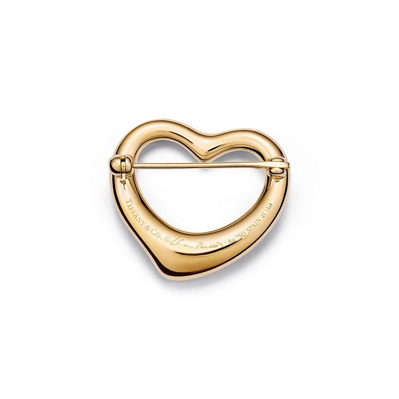 Tiffany & Co. Elsa Peretti® Broche Open Heart De Oro Amarillo Con Diamantes En Pavé