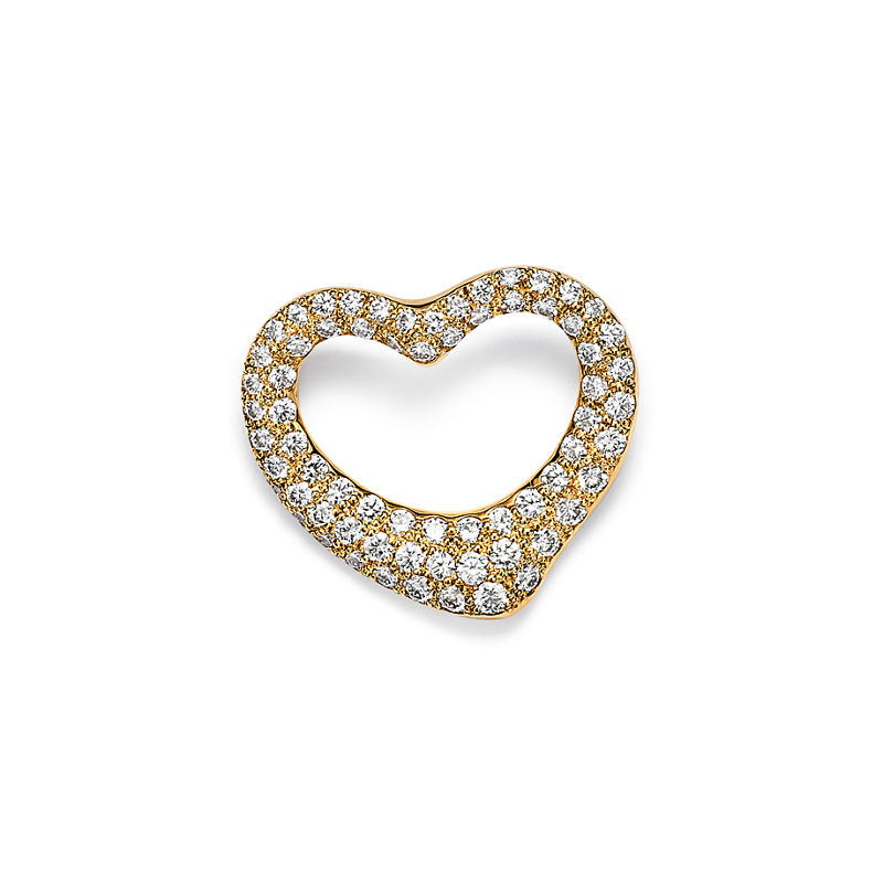 Tiffany & Co. Elsa Peretti® Broche Open Heart de oro amarillo con diamantes en pavé