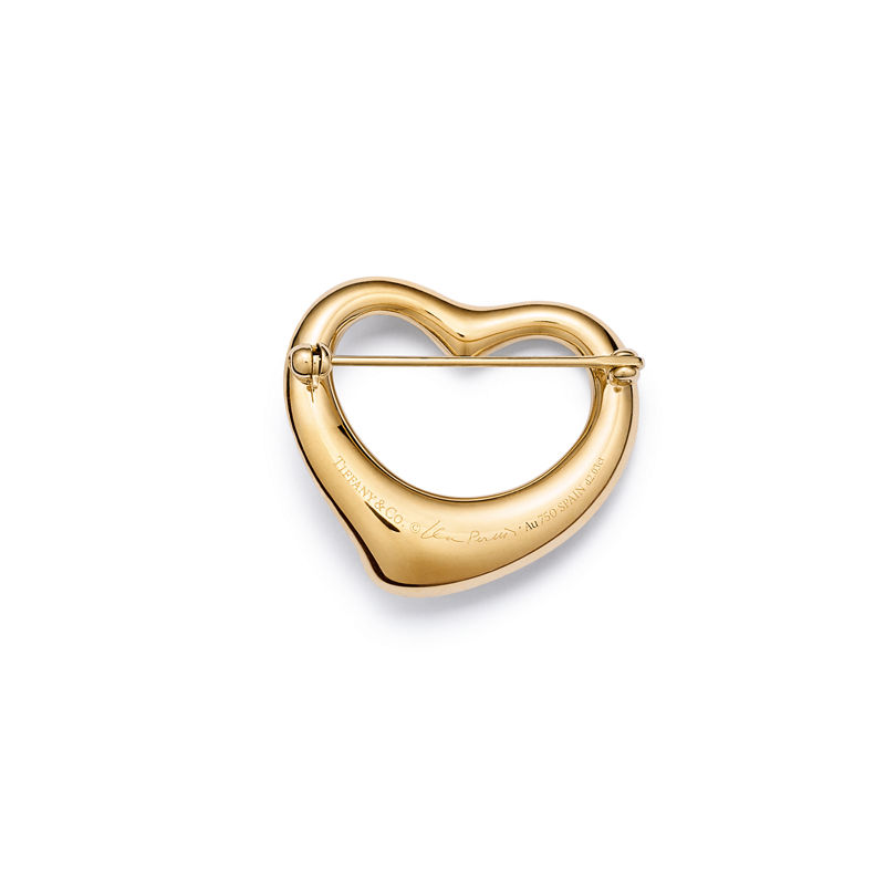 Tiffany & Co. Elsa Peretti® Broche Open Heart De Oro Amarillo Con Diamantes En Pavé
