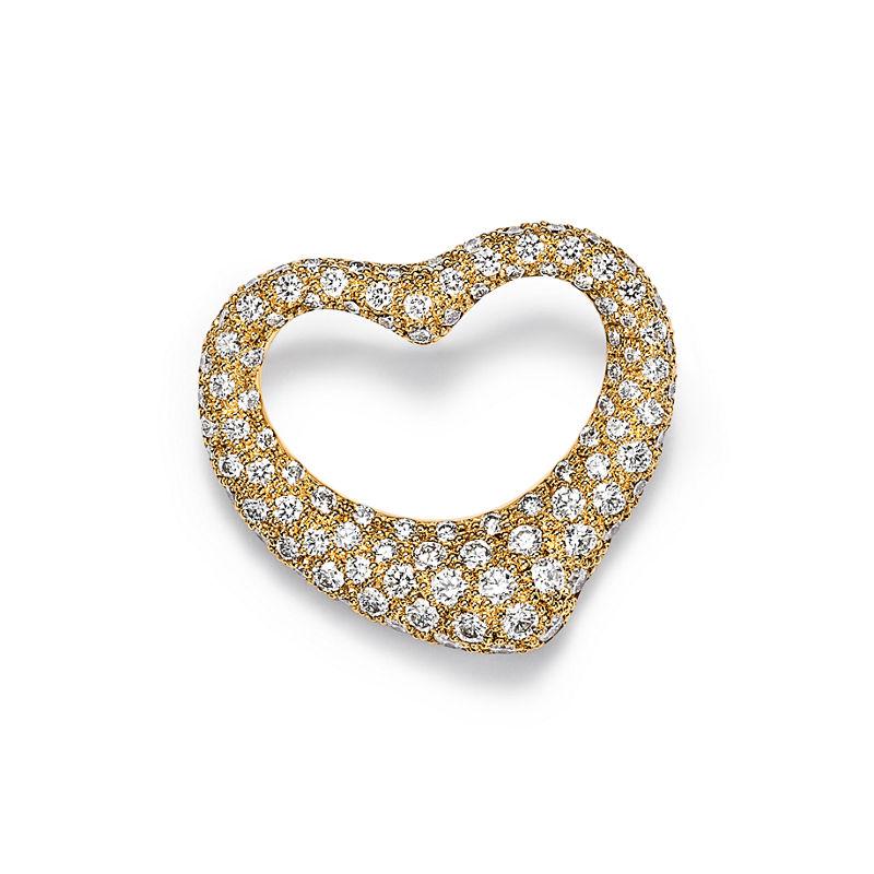 Tiffany & Co. Elsa Peretti® Broche Open Heart de oro amarillo con diamantes en pavé