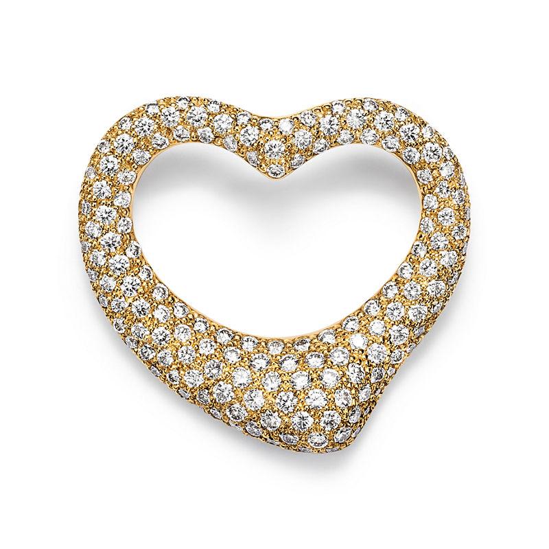 Tiffany & Co. Elsa Peretti® Broche Open Heart de oro amarillo con diamantes en pavé
