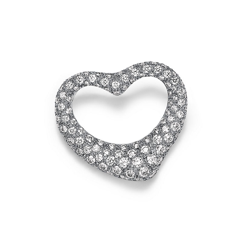 Tiffany & Co. Elsa Peretti® Broche Open Heart de platino con diamantes en pavé