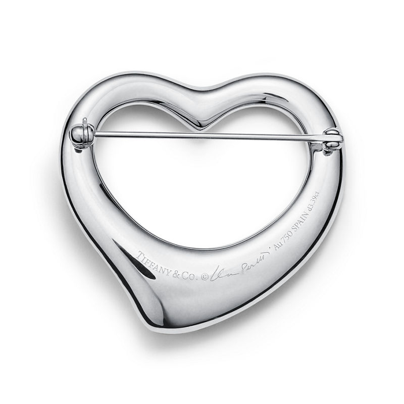 Tiffany & Co. Elsa Peretti® Broche Open Heart De Platino Con Diamantes En Pavé