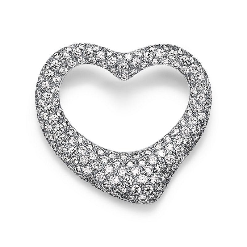 Tiffany & Co. Elsa Peretti® Broche Open Heart de platino con diamantes en pavé