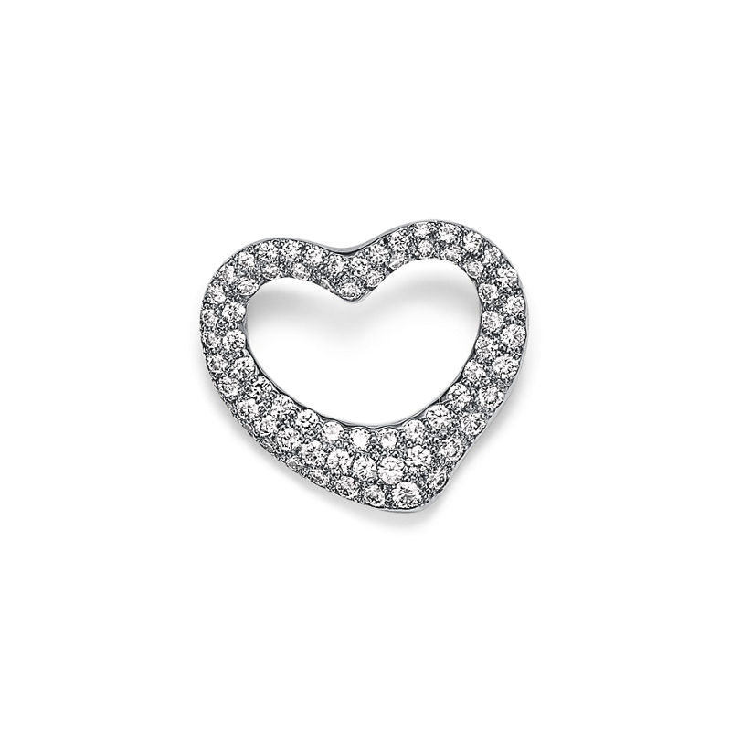 Tiffany & Co. Elsa Peretti® Broche Open Heart de platino con diamantes en pavé