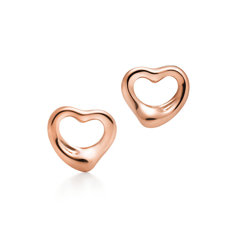 Tiffany & Co. Elsa Peretti® Pendientes de botón Open Heart en oro rosa 11 mm