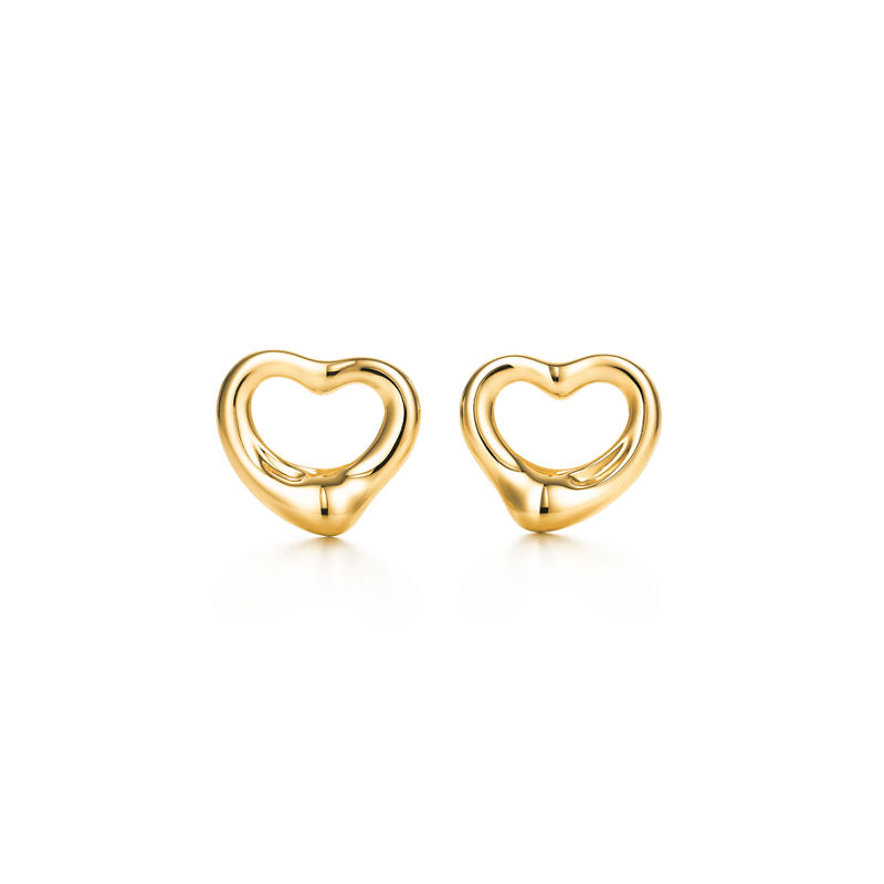 Tiffany & Co. Elsa Peretti® Pendientes de botón Open Heart en oro amarillo 11 mm