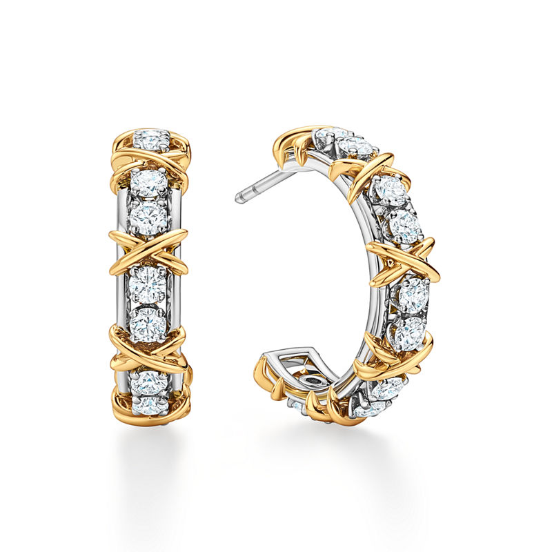Tiffany & Co. Jean Schlumberger by Tiffany Pendientes de aro Twenty Stone de oro con diamantes