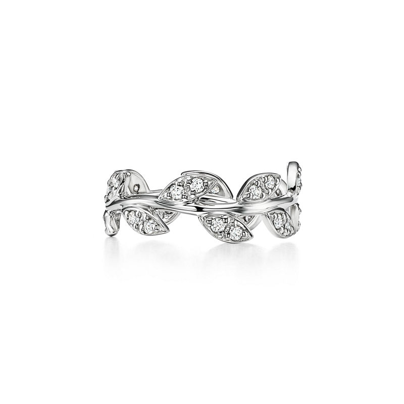 Tiffany & Co. Paloma Picasso® Anillo Olive Leaf En Oro Blanco Con Diamantes Tamaño Estrecho