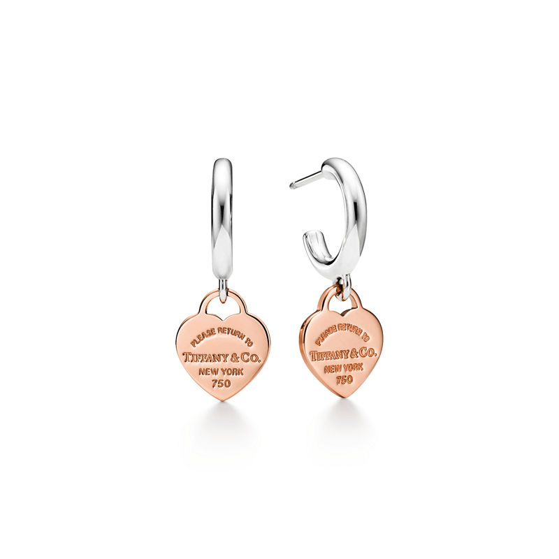 Tiffany & Co. Return to Tiffany™ Pendientes de aro de plata de ley y oro rosa tamaño mini